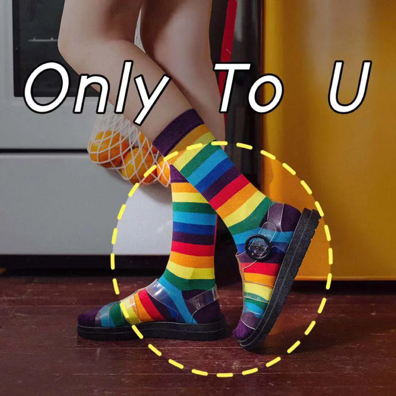 Полосатые женские повседневные носки цвет осень зима счастливые радужные движения твердые носки хлопок милый консервативный Стиль Длинные носки женские