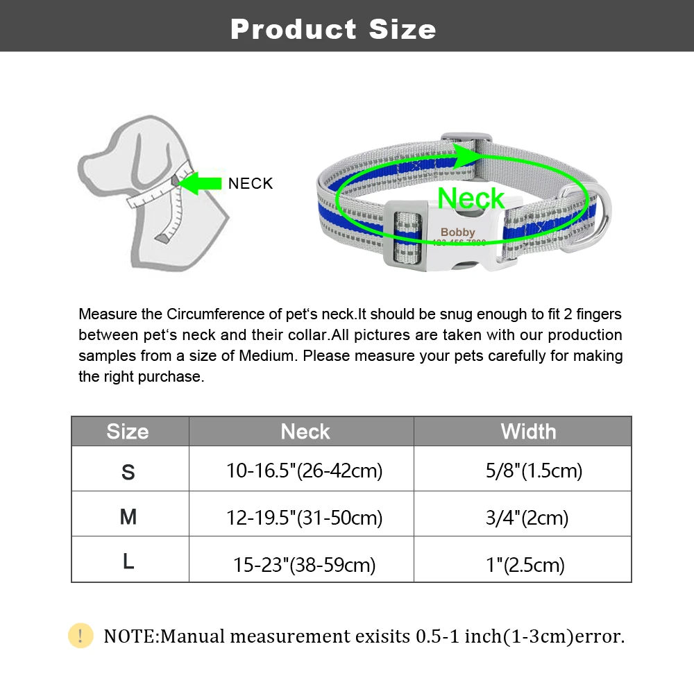Персонализированный светоотражающий собачий ошейник для маленьких собак, щенков, регулируемый ошейник для питомцев, нейлоновый именной табличка для больших собак, выгравированные ошейники