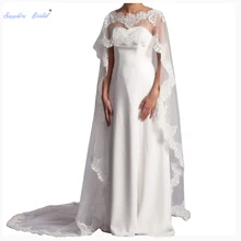 Sapphire Bridal Women's White Ivory Cathedral Length Wedding Capes Bridal Cloak Lace Tulle Capes for Wedding Dresses