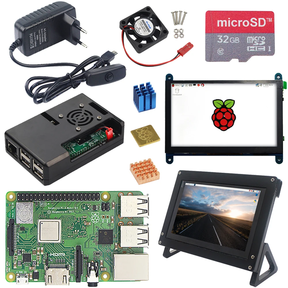 

Raspberry Pi 3B Plus kit+5 inch HDMI Touch Screen LCD Display+Bracket+ABS Case+Power Supply Adapter for Raspberry Pi 3 Model B+