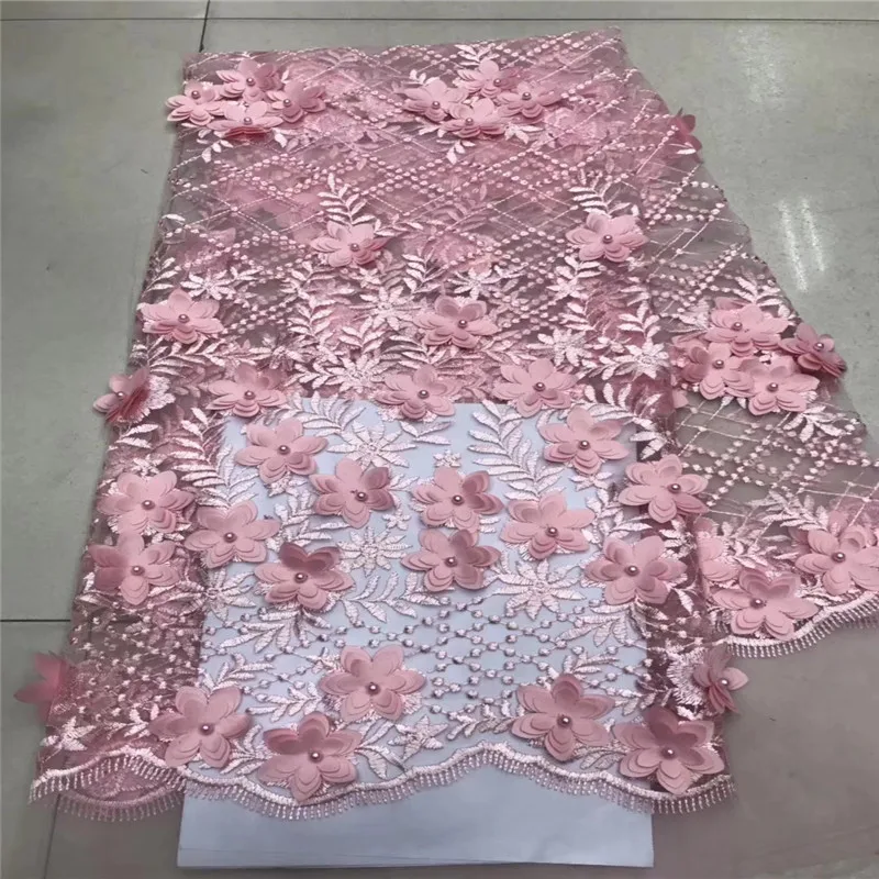 Новый дизайн 2018 красный цвет 3D Тюль с цветочной вышивкой кружевная ткань цветами