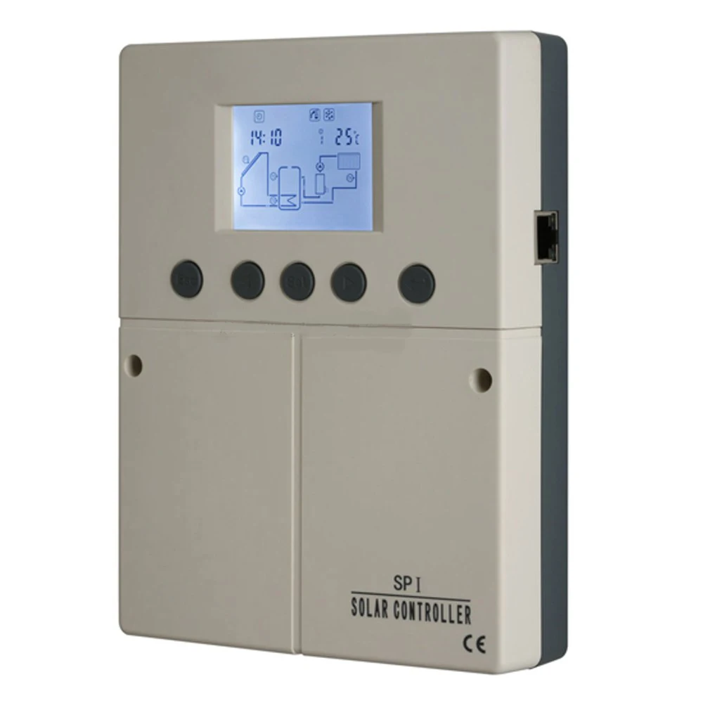 

SPI solar water heater controller,LCD display,4 sensors input,4 outputs,6application systems