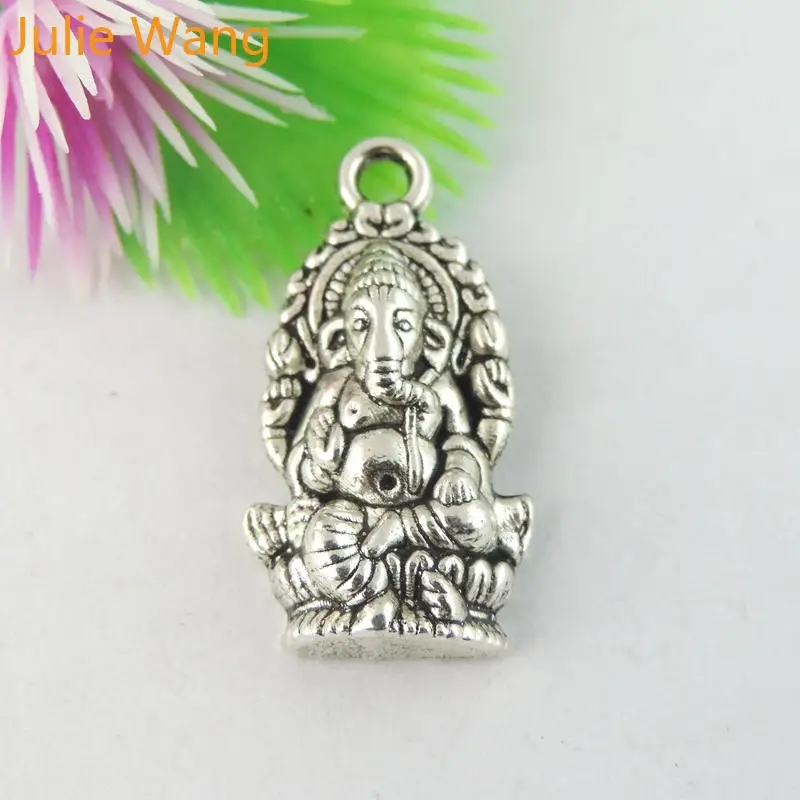 Браслеты Julie Wang 5 20 шт. подвески Ganesha из сплава под старину серебряного цвета Будда