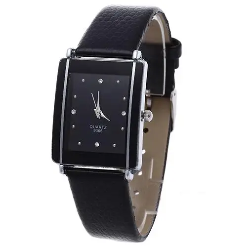 

2018 Popular Bradn Luxury Women's Men's Sport Rhinestone Rectangle Dial Faux Leather Band Quartz Wrist Watch