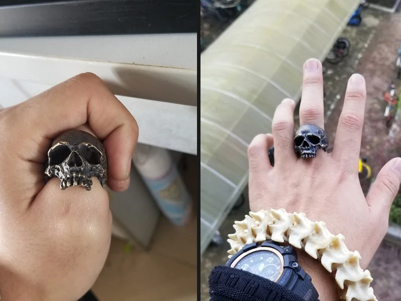 Мужское кольцо ручной работы с черепом, готическое панк байкерское кольцо, ретро стиль, 925 серебро/медь, Скелетон, кольца на палец, мужские ювелирные изделия на заказ