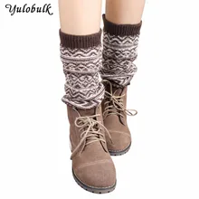 Женские вязаные носки, гетры в богемном стиле, зимний теплый вязаный манжет для ботинок, Женские топы для утепления ботинок, calentadores de piernas