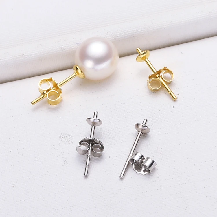 5pcs Sterling Silver Pearls Design Ear Pin Studs DIY Earring Hooks Gold