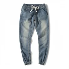 2018 New Arrival Biker Winter Of Leisure Tether Washed Speed Sell Elastic Waist Full Length Mid Medium Solid Jeans Men Hot Sale 