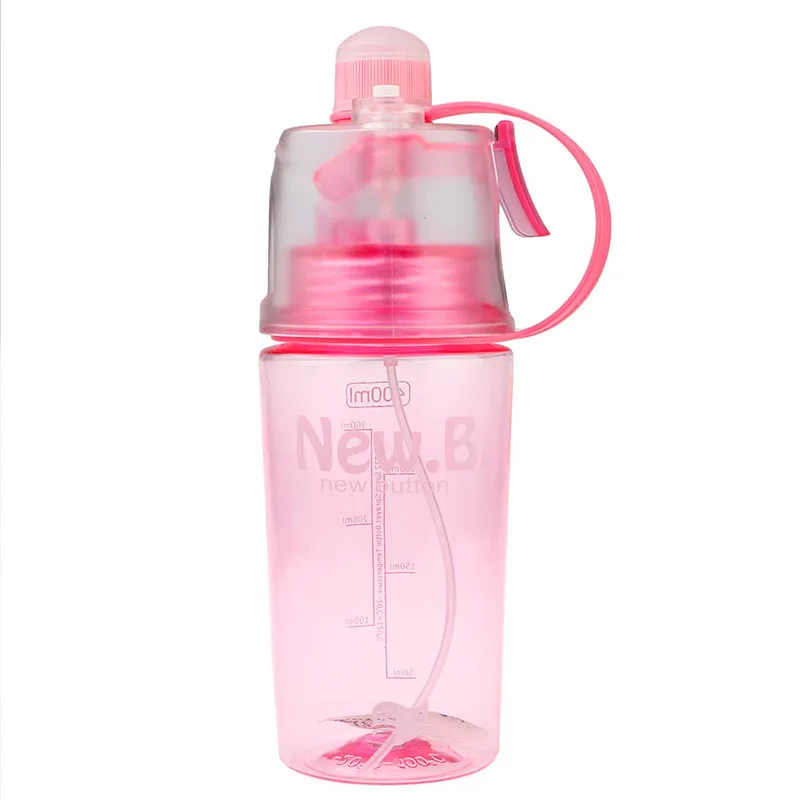 400ML Portable Water Bottle Sport Spray Straw For Outdoor Cycling Hiking Transparent