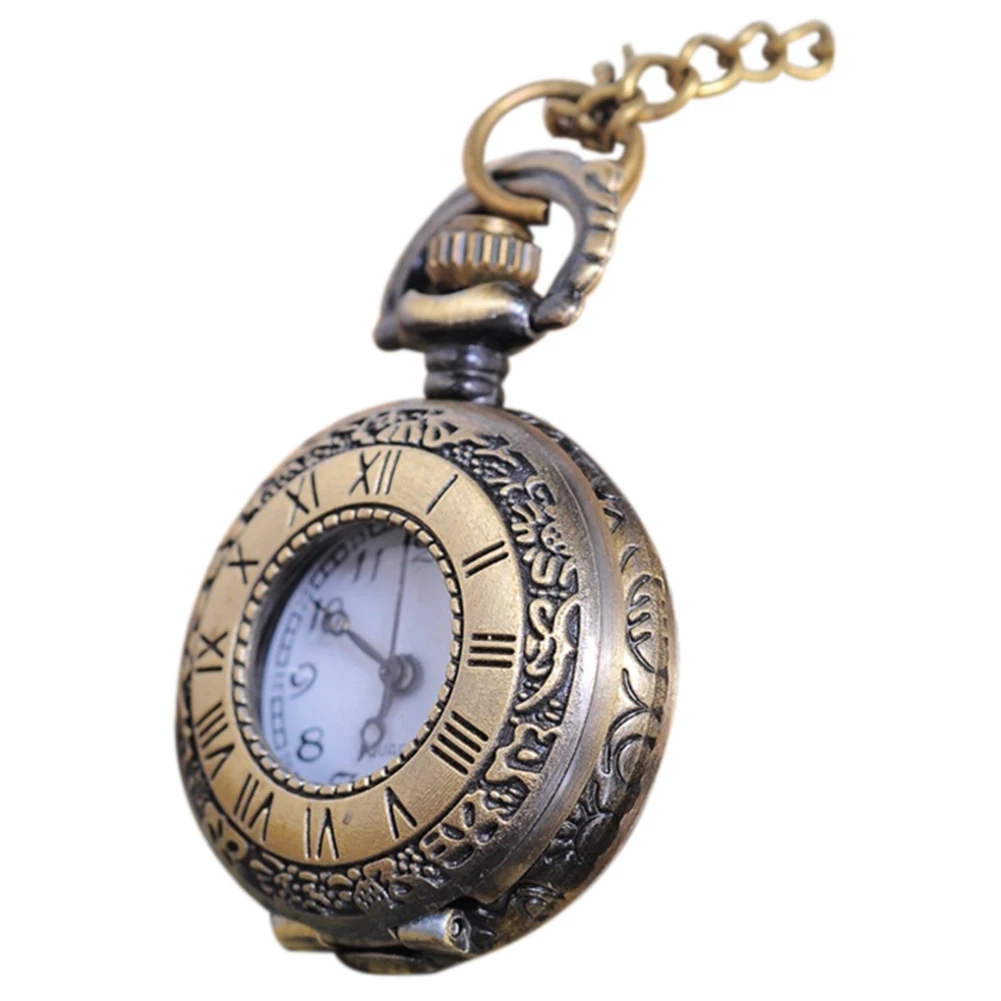 

Round Shape Retro Striped Volume Necklace Pocket Watch Bronze