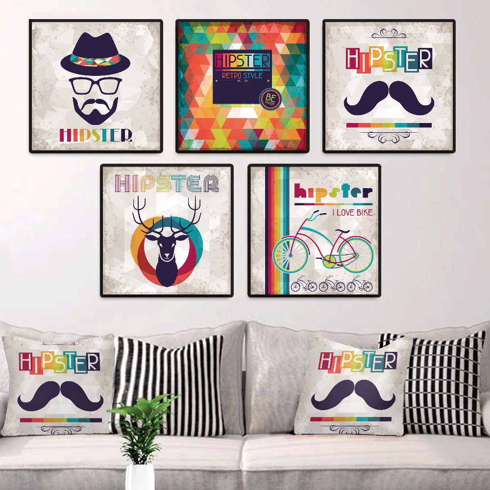 Modern Nordic Vintage Fashion Hipster Man Barber Shop Decoration Canvas