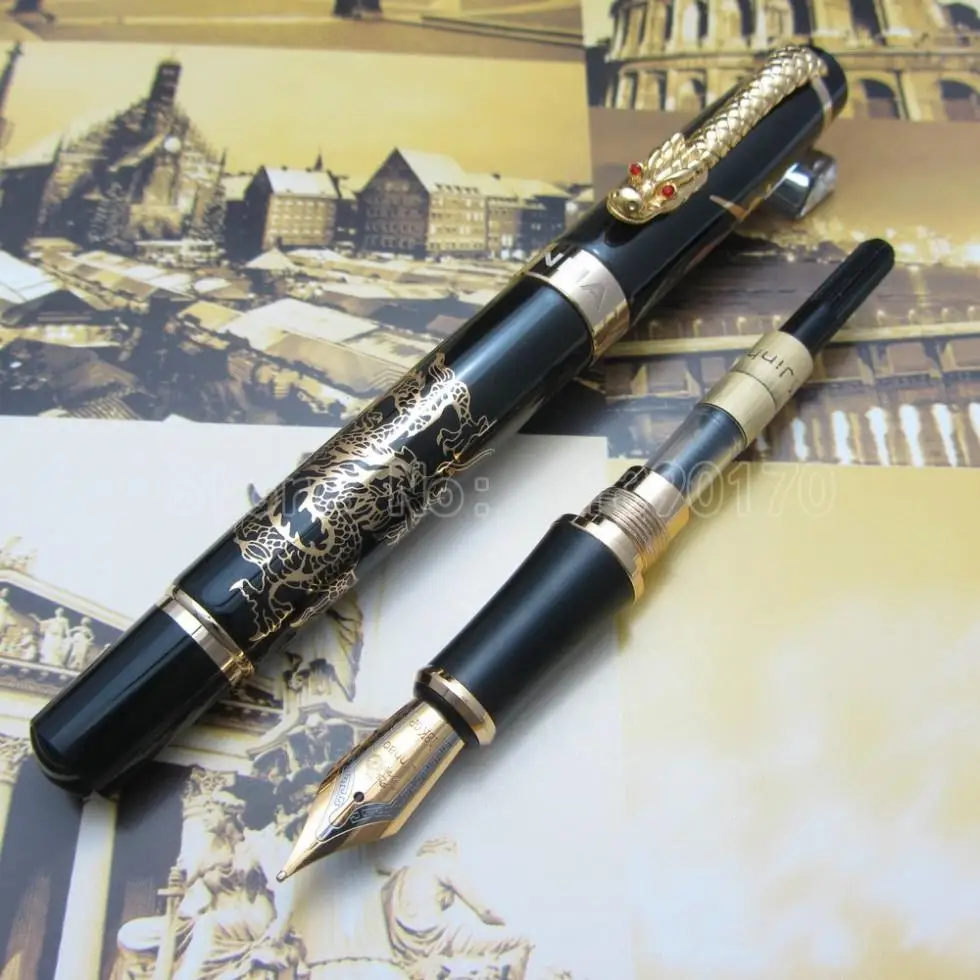 JINHAO K600 гравировка Дракон и клипса с драконом перьевая ручка металлическая подарочная ручка чернильная ручка
