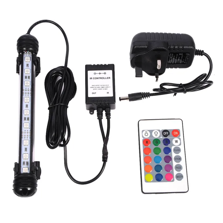 Высококачественный светодиодный погружной светильник для аквариума с 24 клавишами и пультом дистанционного управления, водостойкий - Цвет: 18cm UK