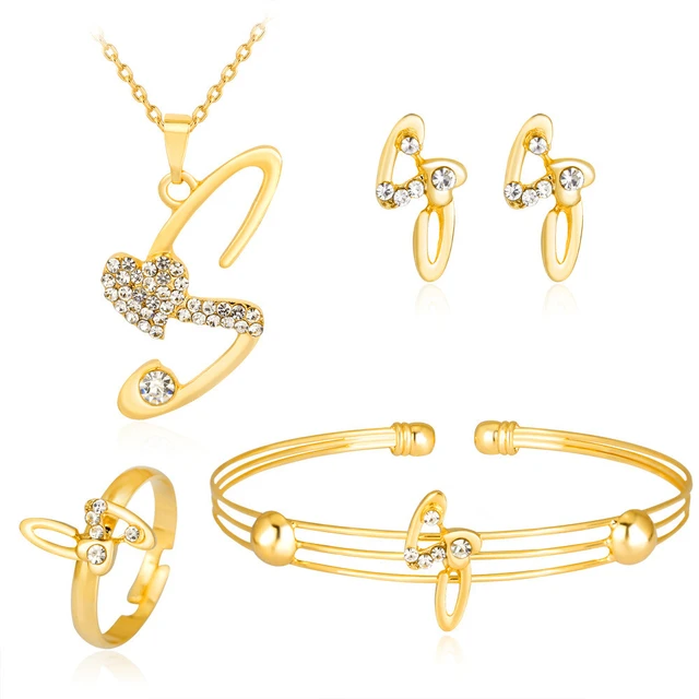 Created S Shaped Heart Pendant Stunning Women Jewelry Sets Dubai Created S Shaped Heart Pendant Stunning Women Jewelry Sets Dubai Gold Color Necklace Bracelet Hot Small 20