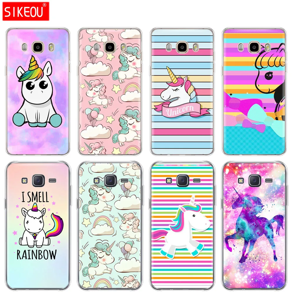

silicone cover phone case for Samsung Galaxy J1 J2 J3 J5 J7 MINI 2016 2015 prime cute Rainbow Unicorn