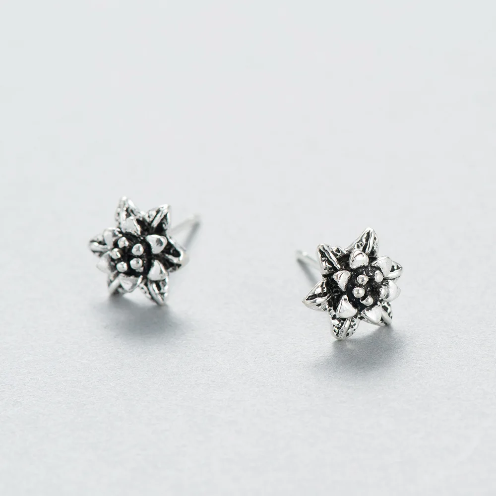 flowers earrings 100% 925 Sterling silver Jewelry fashion Hypoallergenic Stud earrings for women gift