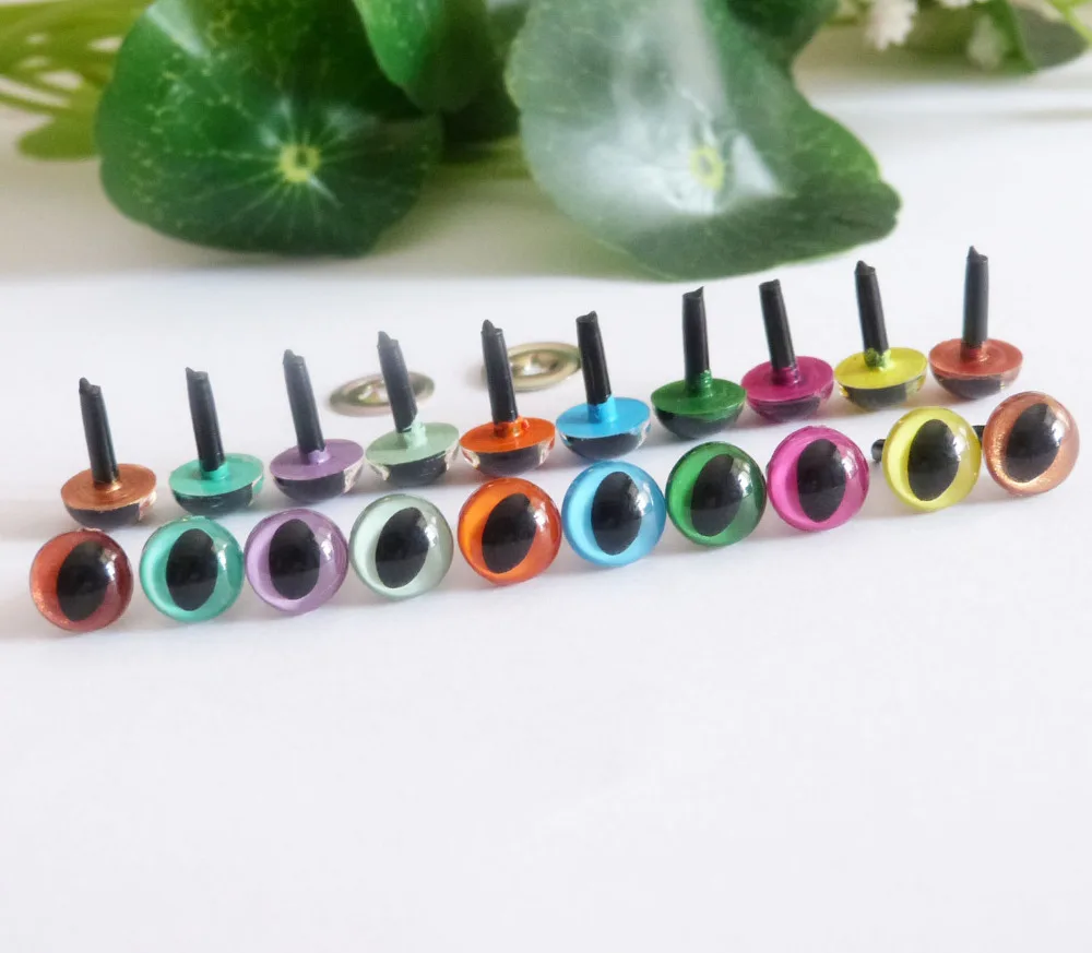 100pcs/lot-smooth stem plastic toy cat eyes &washer 7.5/9mm/10.5mm/12mm/13.5mm/15mm/16/18mm handcraft paint-color option