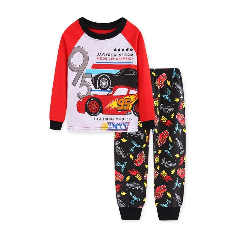 New Kids Pajamas Set Cartoon Airplane Cotton Pyjamas Tops+Pants 2 Pieces Children Pjs Boys Clothing Set 2-7 Years - Цвет: 23