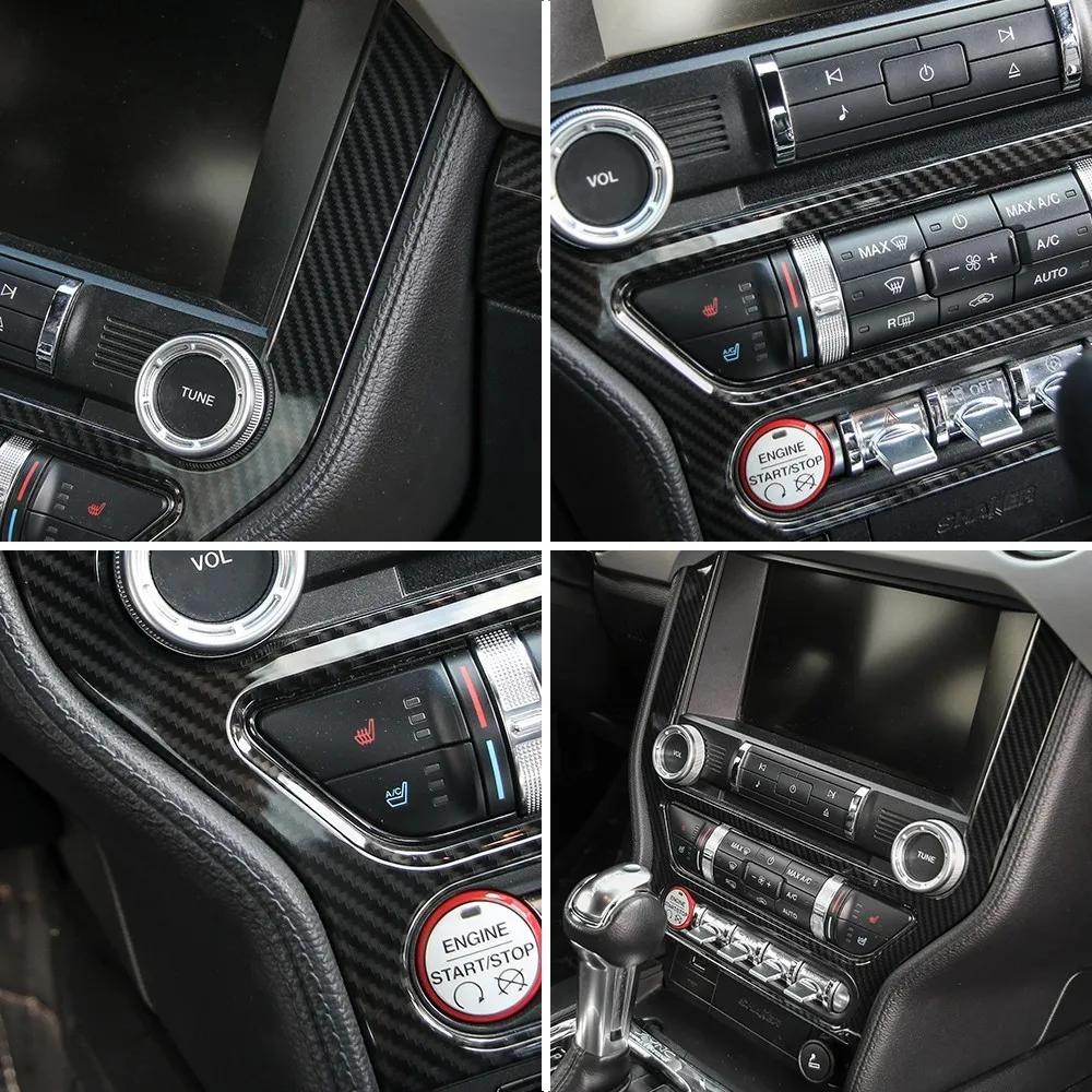 MOPAI Автомобильная приборная панель, gps навигационная панель, декоративная крышка, углеродные черные наклейки ABS для Ford Mustang-, автомобильные аксессуары