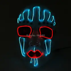 Призрак Форма Хэллоуин декоративные светящиеся EL провода звуковой активная маска Оригинальные светильники LED Neon холодный свет маска для