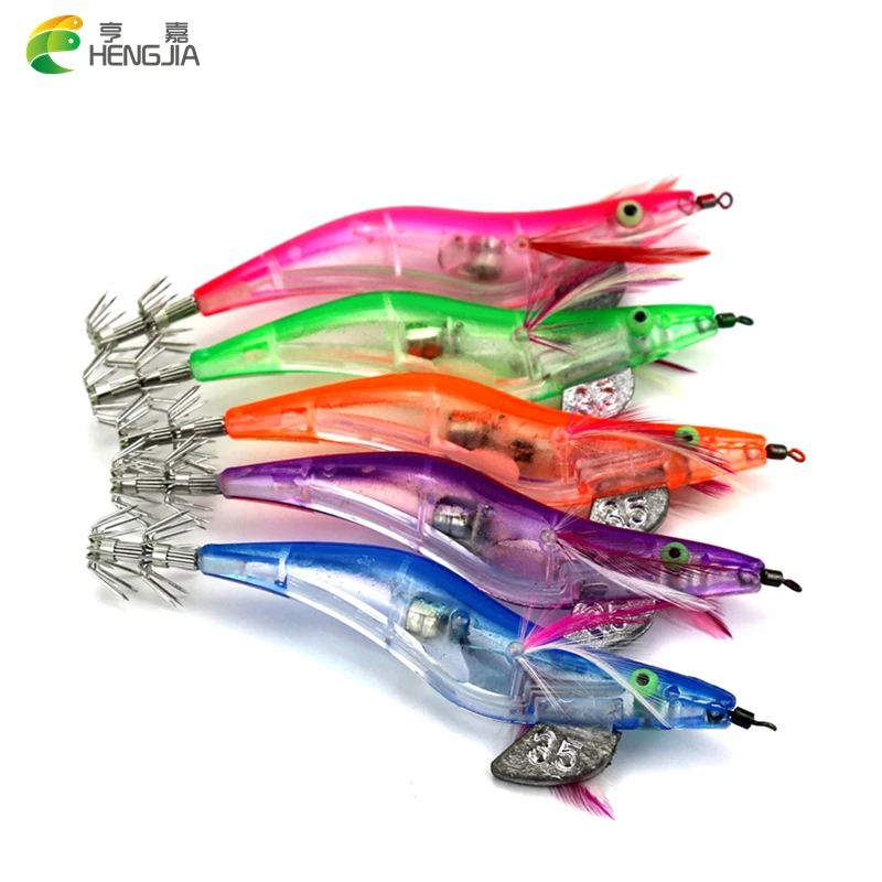 5pcs Fishing Squid Lures Kit, Fishing Squid Hard Plaque, Squid Jig Hooks Suitable Replacement For Freshwater Saltwater 9.5 Cm (Pink