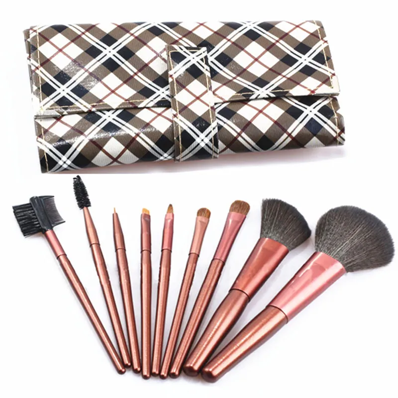 9 pcs/set Makeup Brushes Set Slim Makeup Tools Kit with Free Casein
