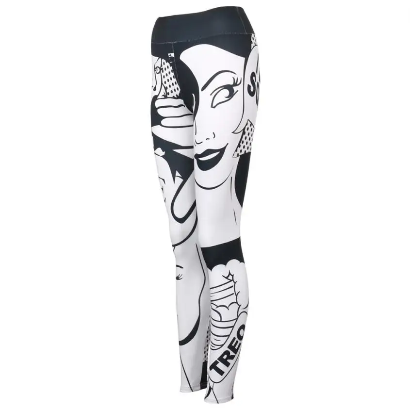 Женские леггинсы в стиле комиксов, сексуальные обтягивающие леггинсы с высокой талией, с надписью «I LOVE», штаны для фитнеса, тренировочные брюки# aa