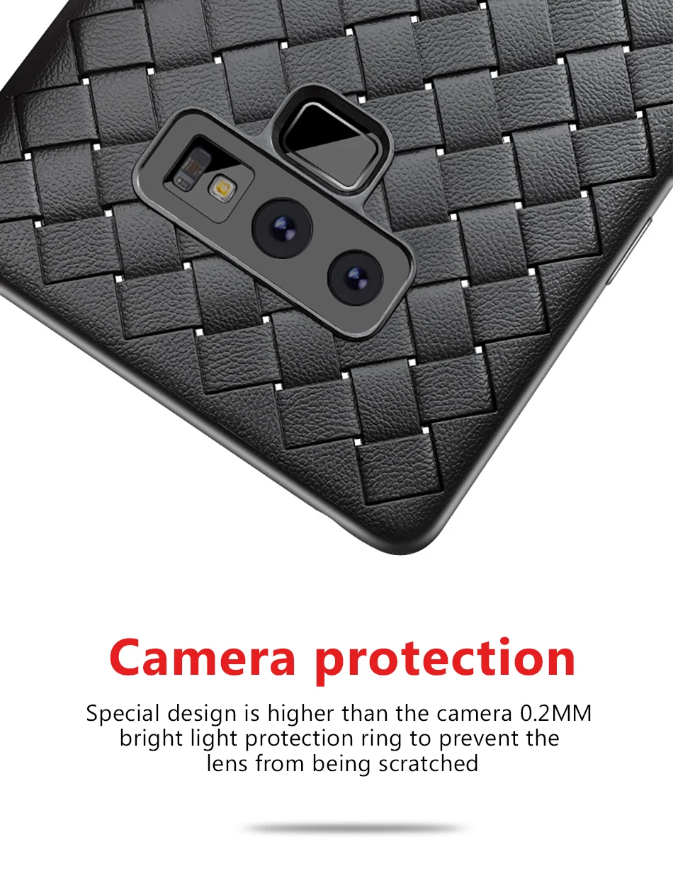 !ACCEZZ Business Luxury Grid Weaving Phone Case 6.4 inch For Samsung Galaxy Note 9 Cases Cover Soft Protective Shell Capa Coque (5)