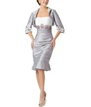 Setwell Elegante Zwei Stücke Rüschenband Appliques Abend-formale Kleid mit Dreiviertel-ärmeln Kurzmantel