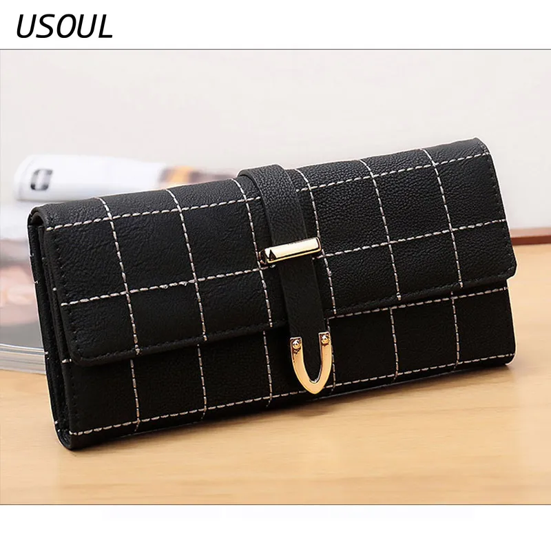 

USOUL 2019 Wallet Female Long Section Embroidery Retro Matte Cover Type Three Fold Big Wallet Purse