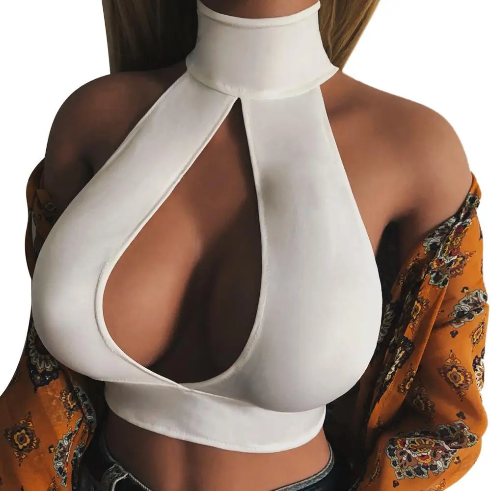 

Women's Summer Sleeveless Halter Summer Tank Tops Solid Crop Tops Summer Tops For Women Blouses White Crop Top Sexy J19#