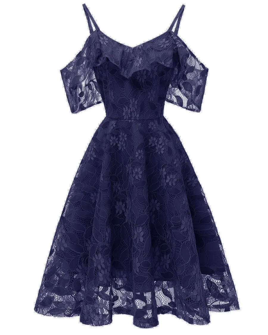 Gladiolus Spaghetti Strap Summer Dress Women Sleeveless V Neck Lace Hollow Sexy Vintage Party Dress 2019 Evening Ladies Dresses (24)