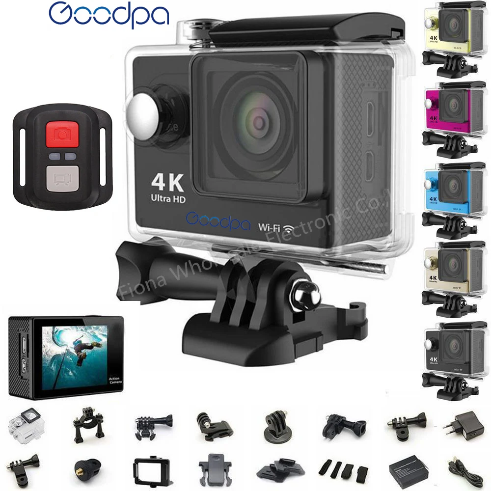 goodpa H9/h9r Экшн-камера Ultra HD 4 К Wi-Fi 1080 P/60fps 2.0 ЖК-дисплей 170d объектив шлем Cam Водонепроницаемый PRO Спорт камеры