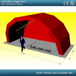Бесплатная доставка на заказ размер 8mWx4mHx4mD красный сценический надувной навес
