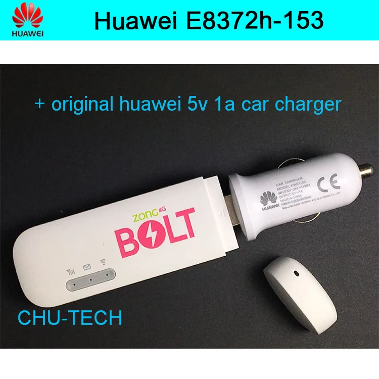 

Unlocked Huawei E8372 with original 5v 1a car charger 150Mbps 4G LTE FDD 800/900/1800/2100/2600MHz HiLink USB Wireless Modem