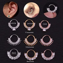 Sellsets Модные 1 шт Серебро Золото Цвет CZ Нос кольцо Daith пирсинг, Септум ювелирные изделия Поддельные беруши