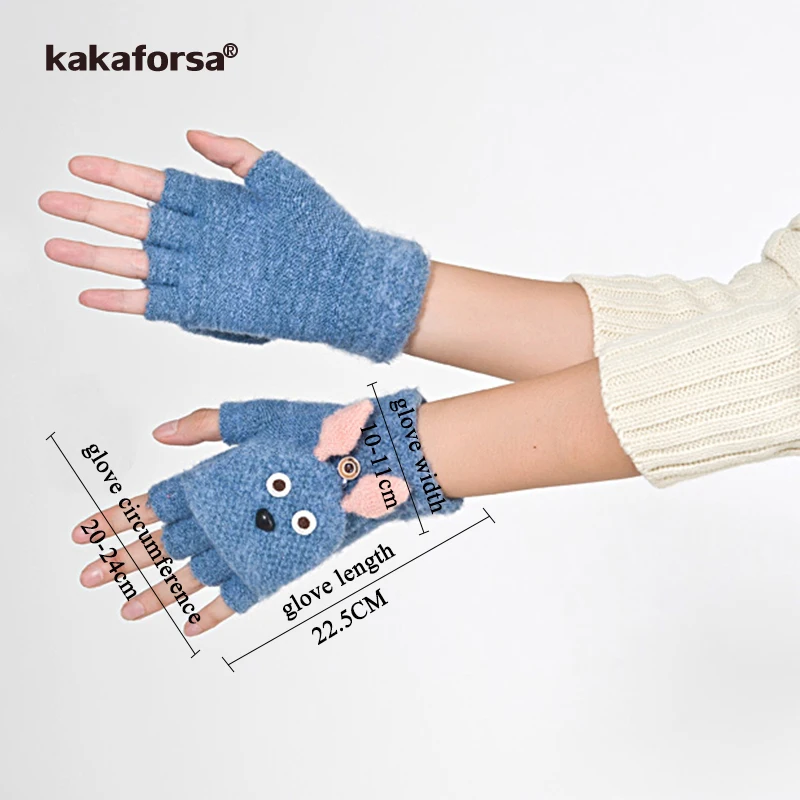 Kakaforsa женские перчатки без пальцев кролика трикотажные женские зимние перчатки вязание теплые короткие перчатки рукавицы горячая распродажа