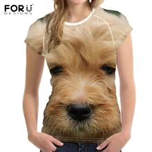 FORUDESIGNS/забавные женские летние футболки Kawaii 3D с принтом собаки лабрадуделя женские футболки с круглым вырезом модный бренд Harajuku топы футболки