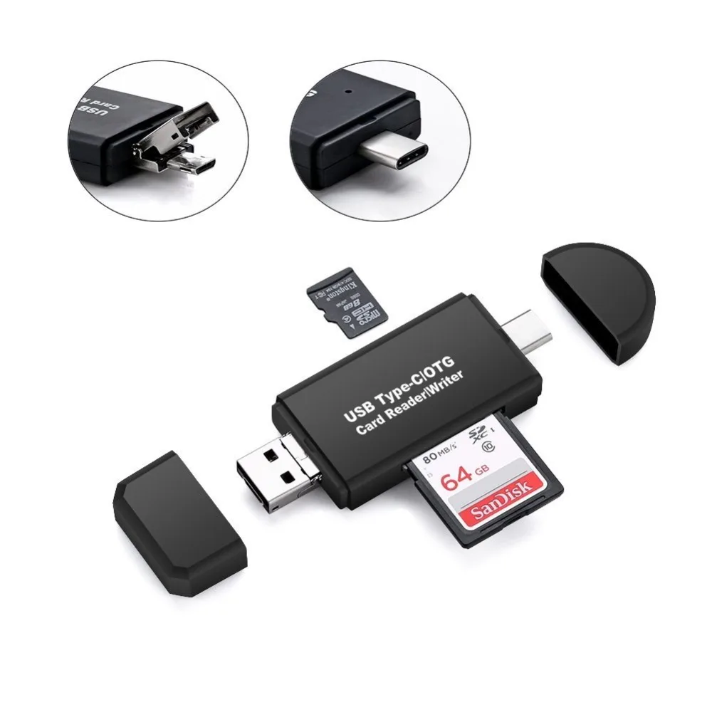 SD/Micro SD кардридер, usb type C Micro USB OTG адаптер и USB 2,0 портативная карта памяти ридер для SDXC, SDHC, SD, MMC, RS-MM