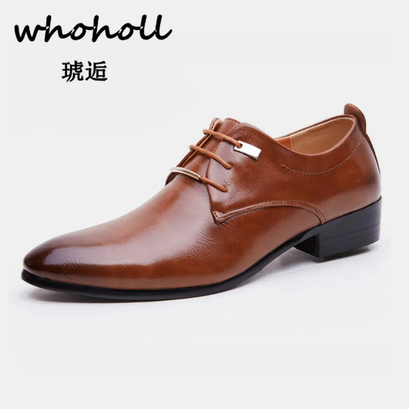 

Whoholl 2018 New Man Flat Classic Men Dress Shoes Patent Leather Wingtip Carved Italian Formal Oxford Plus Size 38-48 for Autumn