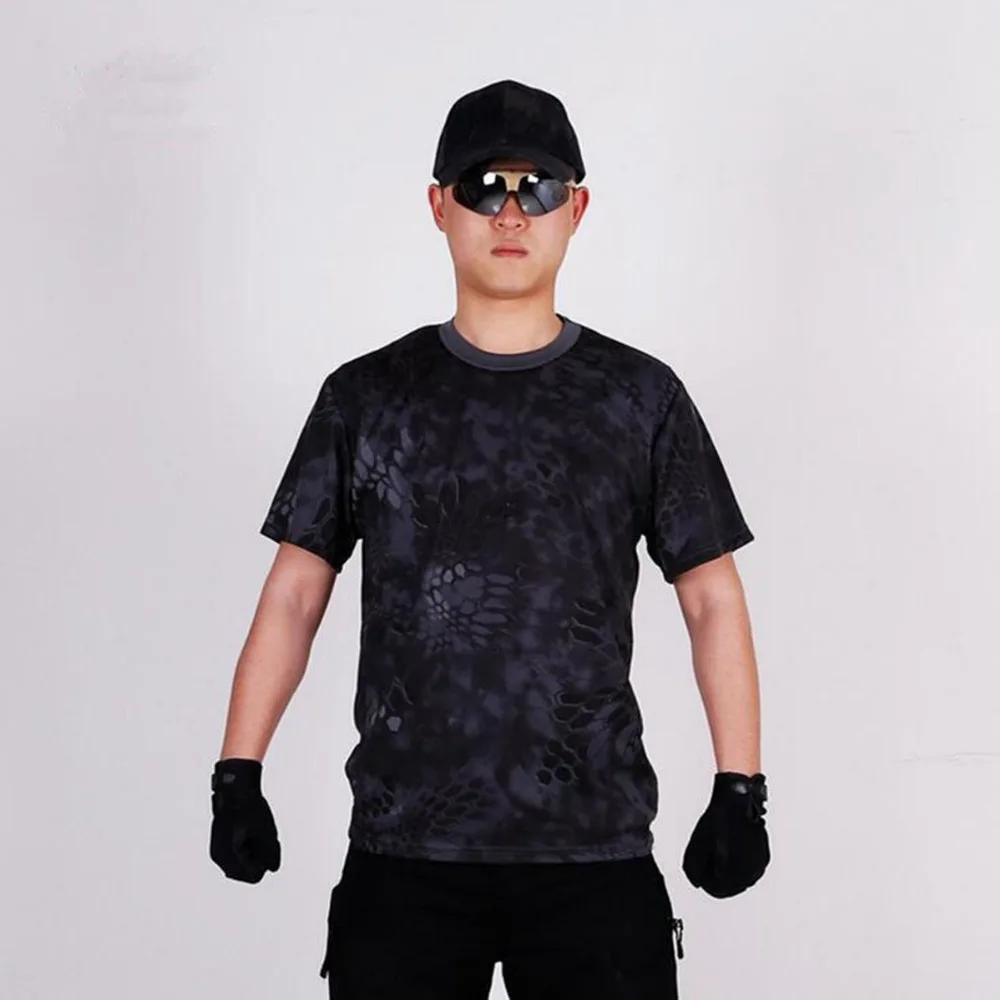 

Mens Camouflage T-shirt Spetsnaz Tactical Quick Dry Teens Shirts Python Compress Clothes Military Combat Short Sleeved T-shirts