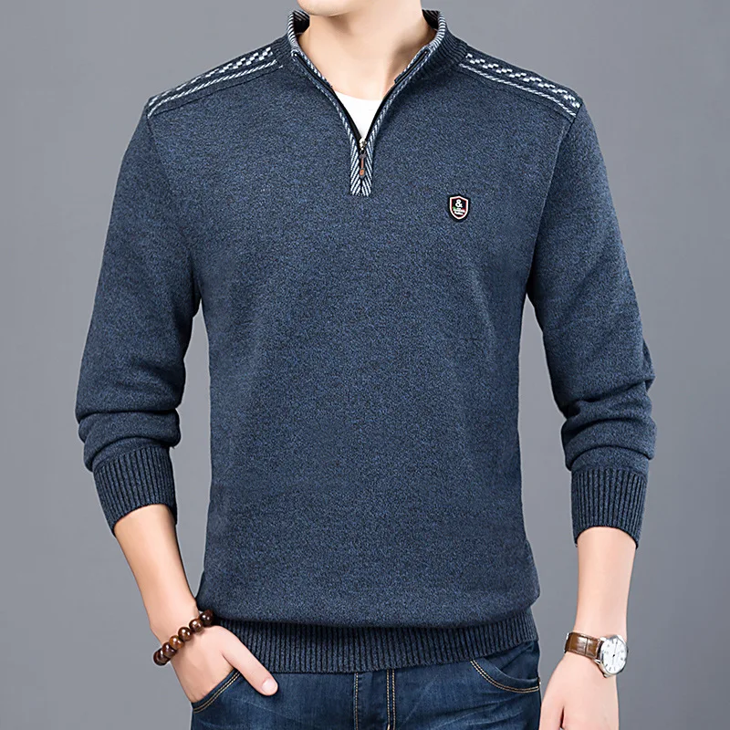 Men Sweaters Thick Warm Winter Zipper Sweater Cashmere Wool Sweaters Man Casual Knit Long Sleeve Stand Collar Pullover Men Sweaters Thick Warm Winter Zipper Sweater Cashmere Wool Sweaters Man Casual Knit Long Sleeve Stand Collar Pullover