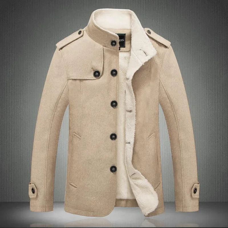 VXO, мужская зимняя куртка, флисовая куртка, пальто с воротником, мужские зимние джинсовые куртки с меховым воротником, плотное флисовое пальто - Цвет: Хаки