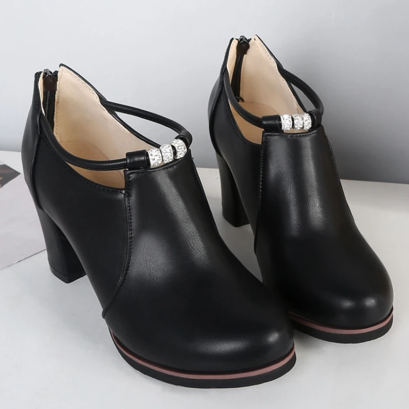 Karinluna/размеры 32-48, качественные женские туфли-лодочки вечерние туфли на платформе на Высоком толстом каблуке для свадьбы и выпускного женская обувь
