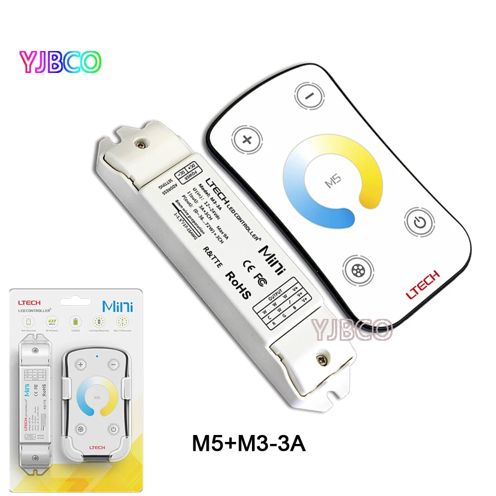 

M5 RF Wireless Remote+Mini M3-3A led Color Temperature Adjustable Dimmer Controller for 5050 3528 Dual White LED Strips