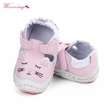 

Spring Cartoon Cat Slip Baby Girl Toddler Shoes PU Breathable Baby Shoes Summer Children Shoes