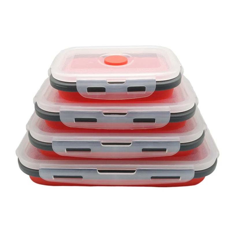 

Food Grade Silicone Folding Food Bento Box Microwaveable Portable Food Container Lunch Box Children Picnic Dinnerware Food Bowl