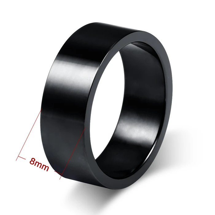 KISS MANDY Personalized Black Couple Rings Stainless Steel Finger Rings for Lover Gift Fashion Anniversary Wedding Jewelry KR86