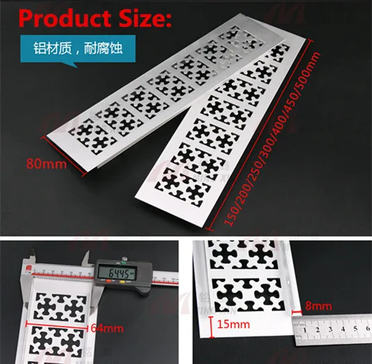 

1pcs grille ventilation rejillas de ventilacion air grilleair 80mm*200,250,300 Grille For Closet Shoe Cabinet