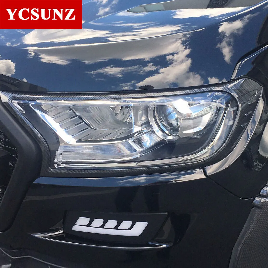 Us 3293 34 Offcarbon Fiber Color Headlights Cover For Ford Ranger T7 Wildtrak Everest Endeavour 2016 2017 2018 2019 In Lamp Hoods From Automobiles